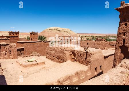 Äußere von Ait Ben Haddou, einem befestigten Dorf in Zentralmarokko, Nordafrika Stockfoto