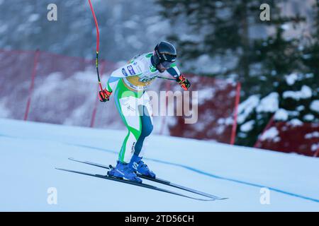 ALPINSKI - FIS WC 2023-2024 Herren-Weltmeisterschaft Abfahrt Bild zeigt: Während der FIS World Cup - Herren-Abfahrt, alpines Skirennen in Gröden, Italien, 16. Dezember 2023 Stockfoto