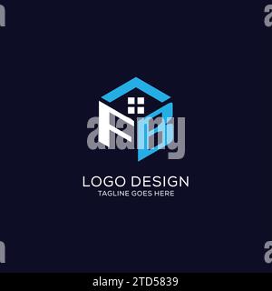 Initial Logo FB Monogramm mit abstrakter Haus sechseckiger Form, saubere und elegante Immobilien Logo Design Vektor Grafik Stock Vektor