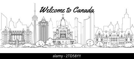 Kanada berühmte Wahrzeichen in der Lage der Innenstadt durch Silhouette Stil, Vektor-Illustration Stock Vektor
