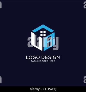 Initial Logo UB Monogramm mit abstrakter Haus-Sechseck-Form, sauberes und elegantes Immobilienlogo Design Vektorgrafik Stock Vektor