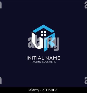 Ursprüngliches Logo VR-Monogramm mit abstrakter Haus-Sechseck-Form, sauberer und eleganter Real Estate Logo Design Vektorgrafik Stock Vektor