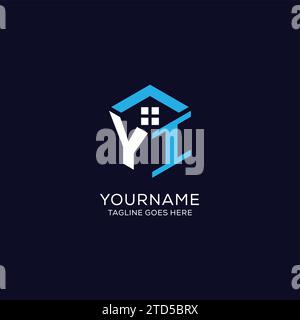 Initial Logo YI Monogramm mit abstrakter Haus-Sechseck-Form, saubere und elegante Immobilien-Logo Design Vektorgrafik Stock Vektor