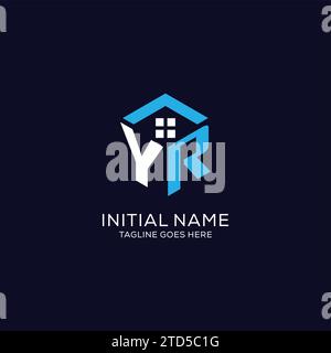 Initial Logo YR Monogramm mit abstrakter Haus-Sechseck-Form, sauberes und elegantes Immobilienlogo Design Vektorgrafik Stock Vektor