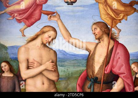 Vor allem: „Battesimo di Cristo“ – olio su tavola – Pietro Vannucci detto il Perugino – 1510 – Perugia, Galleria Nazionale dell’Umbria Stockfoto