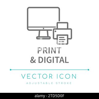 Symbol Für Print & Digital E-Commerce-Vektorlinie Stock Vektor