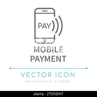 Symbol Für E-Commerce-Vektorzeile Für Mobile Zahlungen Stock Vektor