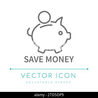 Geld Sparen E-Commerce-Vektorlinie Symbol Stock Vektor