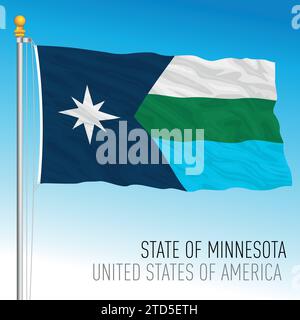 Minnesota New Federal State winkende Flagge, 2023, Vereinigte Staaten, Vektor-Illustration Stock Vektor