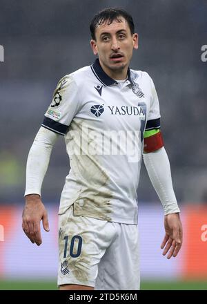 Mailand, Italien, 12. Dezember 2023. Mikel Oyarzabal von Real Sociedad reagiert beim UEFA Champions League-Spiel in Giuseppe Meazza, Mailand. Der Bildnachweis sollte lauten: Jonathan Moscrop / Sportimage Stockfoto