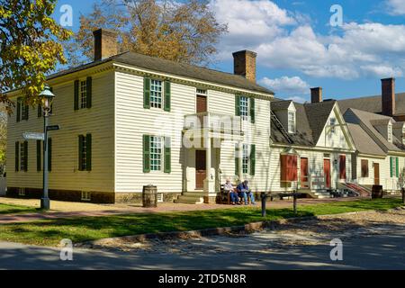 James Geddy House an der Ecke von Palace Green und Duke of Gloucester Street in Colonial Williamsburg, Virginia Stockfoto