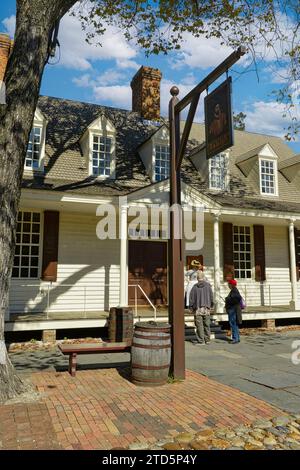 Die Raleigh Tavern in der Duke of Gloucester Street, Colonial Williamsburg, Virginia Stockfoto