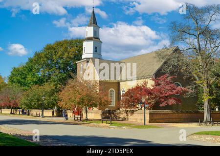 Bruton Parish Church in der Duke of Gloucerster Street in Colonial Williamsburg, Virgina Stockfoto