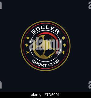 Fußball-Logo mit Verlaufsmuster, Vorlage für Sportverein Stock Vektor