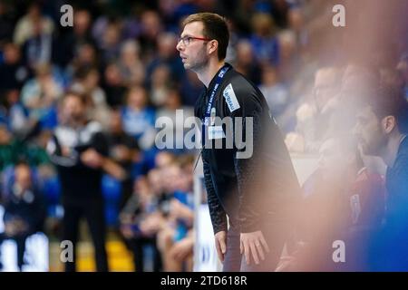 Jaron Siewert (Fuechse Berlin, Trainer) GER, TBV Lemgo Lippe vs. Fuechse Berlin, Handball, 1. Bundesliga 17. Spieltag, Spielzeit 2023/2024, 16.12.2023 Foto: Eibner-Pressefoto / Jan Strohdiek Stockfoto