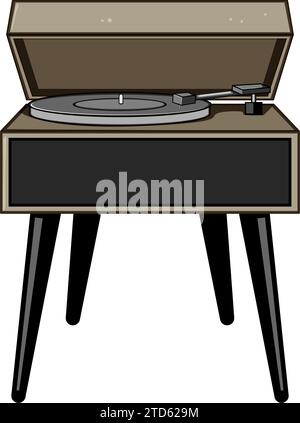 Musik-Vinyl-Player Cartoon-Vektor-Illustration Stock Vektor