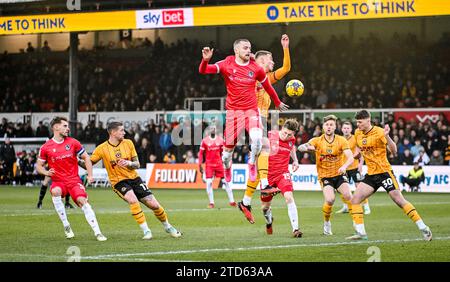 Newport, Großbritannien, 16. Dezember 2023. Niall Maher während des Sky Bet EFL League 2 Fußballspiels zwischen Newport County FC und Grimsby Town FC im Rodney Parade Stadium, Newport, UK.Credit: Jon Corken/Alamy Live News Stockfoto