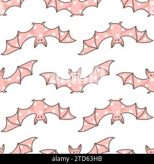 Nahtloses Halloween-Muster mit pinkfarbenen Fledermäusen Stock Vektor