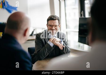 Marco Buschmann FDP, Bundesminister der Justiz, aufgenommen im Rahmen eines Interview für NBR, 12.12.2023. Berlin Deutschland *** Marco Buschmann FDP , Bundesjustizminister, aufgenommen während eines Interviews für NBR in Berlin, 12 12 2023 Berlin Deutschland Copyright: XFelixxZahnx Stockfoto