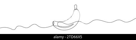 Fortlaufende bearbeitbare Linienzeichnung von Bananen. Hintergrund einer Zeichnung mit einer Linie. Vektorabbildung. Einzeiliges Bananensymbol. Stock Vektor