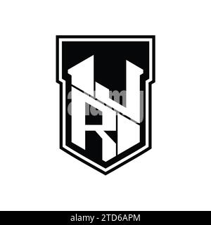 JR Letter Logo-Monogramm-Sechskant-Geometrie nach oben und unten innerhalb der Abschirmung isolierte Designvorlage Stockfoto