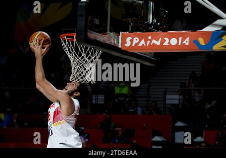 Madrid, 6. September 2014. Mundokorb 2014. Spanien - Senegal. Im Bild: Alex Abrines. Foto: Ignacio Gil Archdc. Quelle: Album / Archivo ABC / Ignacio Gil Stockfoto