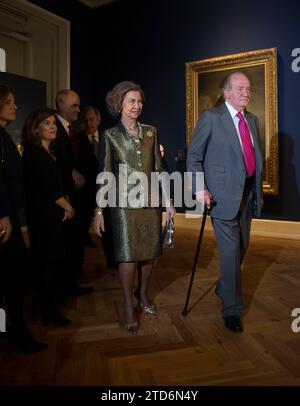 Madrid, 12.03.2014. Die Könige Don Juan Carlos und Doña Sofía besuchen das Gemälde von Antonio López im königlichen Palast. Foto: Ángel de Antonio Archdc. Quelle: Album / Archivo ABC / Ángel de Antonio Stockfoto