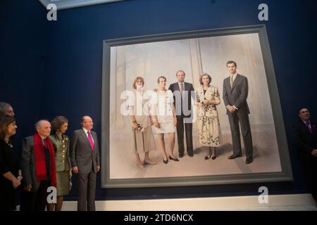 Madrid, 12.03.2014. Die Könige Don Juan Carlos und Doña Sofía besuchen das Gemälde von Antonio López im königlichen Palast. Foto: Ángel de Antonio Archdc. Quelle: Album / Archivo ABC / Ángel de Antonio Stockfoto