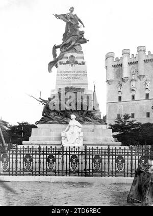 06/30/1910. Zum Gedenken an Daoiz und Velarde in Segovia. Gesamtansicht auf das Denkmal, das HM der König am 15. Einweihen wird. Quelle: Album / Archivo ABC / Julio Duque Stockfoto