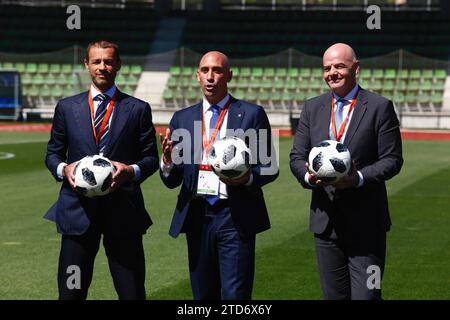 Las Rozas (Gemeinde Madrid), 24.07.2018. Ordentliche Generalversammlung des Königlichen Spanischen Fußballverbandes. In Anwesenheit des Präsidenten des RFEF Luis Rubiales, des Präsidenten der UEFA Aleksander Eferin und des FIFA-Präsidenten Gianni Infantino. Foto: Guillermo Navarro ARCHDC. Quelle: Album / Archivo ABC / Guillermo Navarro Stockfoto