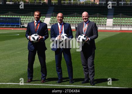 Las Rozas (Gemeinde Madrid), 24.07.2018. Ordentliche Generalversammlung des Königlichen Spanischen Fußballverbandes. In Anwesenheit des Präsidenten des RFEF Luis Rubiales, des Präsidenten der UEFA Aleksander Eferin und des FIFA-Präsidenten Gianni Infantino. Foto: Guillermo Navarro ARCHDC. Quelle: Album / Archivo ABC / Guillermo Navarro Stockfoto