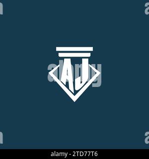 AJ Initial Monogramm Logo für Anwaltskanzlei, Anwalt oder Anwalt mit Design-Ideen für Säulen-Icons Stock Vektor