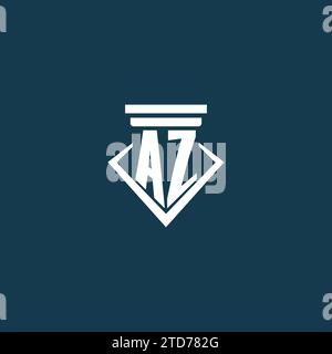 AZ Initial Monogramm Logo für Anwaltskanzlei, Anwalt oder Anwalt mit Design-Ideen für Säulen-Icons Stock Vektor