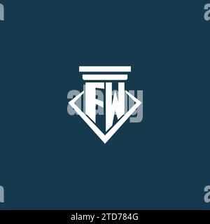 FW Initial Monogramm Logo für Anwaltskanzlei, Anwalt oder Anwalt mit Design-Ideen für Säulen-Icons Stock Vektor