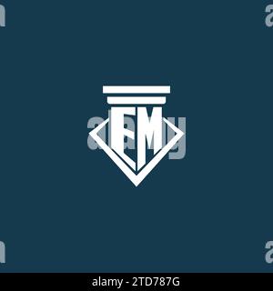 EM Initial Monogramm-Logo für Anwaltskanzlei, Anwalt oder Anwalt mit Design-Ideen für Säulen-Icons Stock Vektor