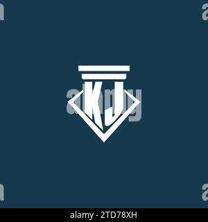 KJ Initial Monogramm Logo für Anwaltskanzlei, Anwalt oder Anwalt mit Design-Ideen für Säulen-Icons Stock Vektor