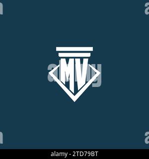 MV Initial Monogramm Logo für Anwaltskanzlei, Anwalt oder Anwalt mit Design-Ideen für Säulen-Icons Stock Vektor