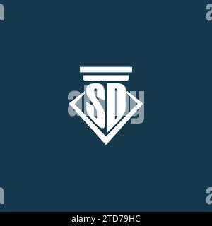 SD Initial Monogramm Logo für Anwaltskanzlei, Anwalt oder Anwalt mit Design-Ideen für Säulen-Icons Stock Vektor