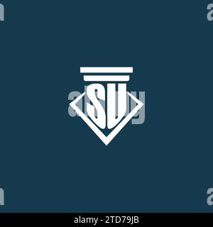 SU Initial Monogramm Logo für Anwaltskanzlei, Anwalt oder Anwalt mit Design-Ideen für Säulen-Icons Stock Vektor
