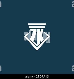 ZK Initial Monogramm Logo für Anwaltskanzlei, Anwalt oder Anwalt mit Design-Ideen für Säulen-Icons Stock Vektor