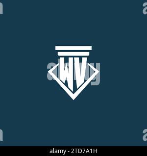 WV Initial Monogramm Logo für Anwaltskanzlei, Anwalt oder Anwalt mit Design-Ideen für Säulen-Icons Stock Vektor