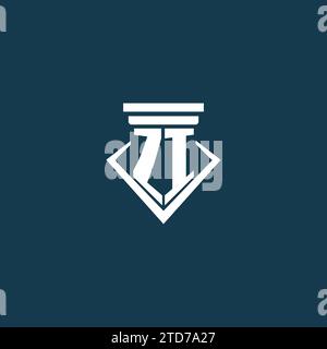 ZI Initial Monogramm Logo für Anwaltskanzlei, Anwalt oder Anwalt mit Design-Ideen für Säulen-Icons Stock Vektor