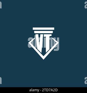 VT Initial-Monogramm-Logo für Anwaltskanzlei, Rechtsanwalt oder Rechtsanwalt mit Design-Ideen für Säulen-Symbole Stock Vektor