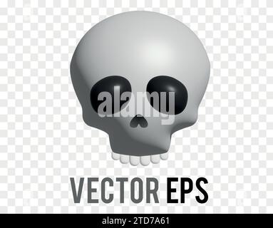 Weißlich grauer menschlicher Schädel mit blauem Augensockel 3D-Symbol Stock Vektor