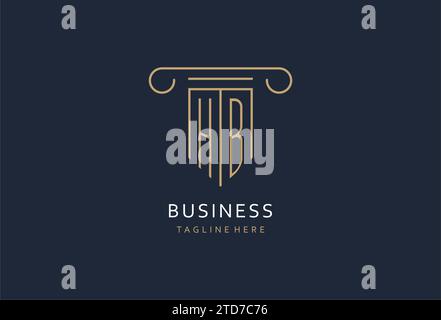 HB Initial mit säulenförmigem Logo und kreativem Monogramm-Logo für Designideen von Anwaltskanzleien Stock Vektor