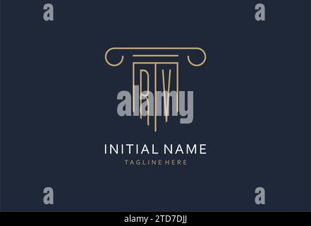 RV Initial mit säulenförmigem Logo und kreativem Monogramm-Logo für Designideen von Anwaltskanzleien Stock Vektor