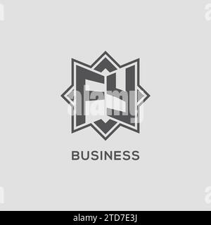 Monogramm-FY-Logo mit Achtpunkt-Sterndesign-Vektorgrafik Stock Vektor