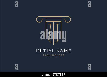 ZI Initial mit säulenförmigem Logo und kreativem Monogramm-Logo für Designideen von Anwaltskanzleien Stock Vektor