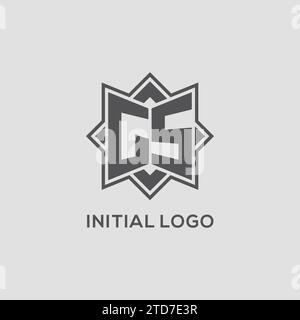 GS-Logo mit Monogramm und Vektorgrafik im Design mit acht Punkten Stock Vektor