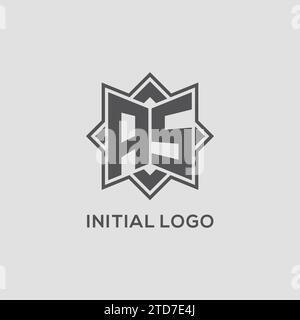 Monogramm ALS Logo mit Vektorgrafik im Achtpunkt-Sterndesign Stock Vektor